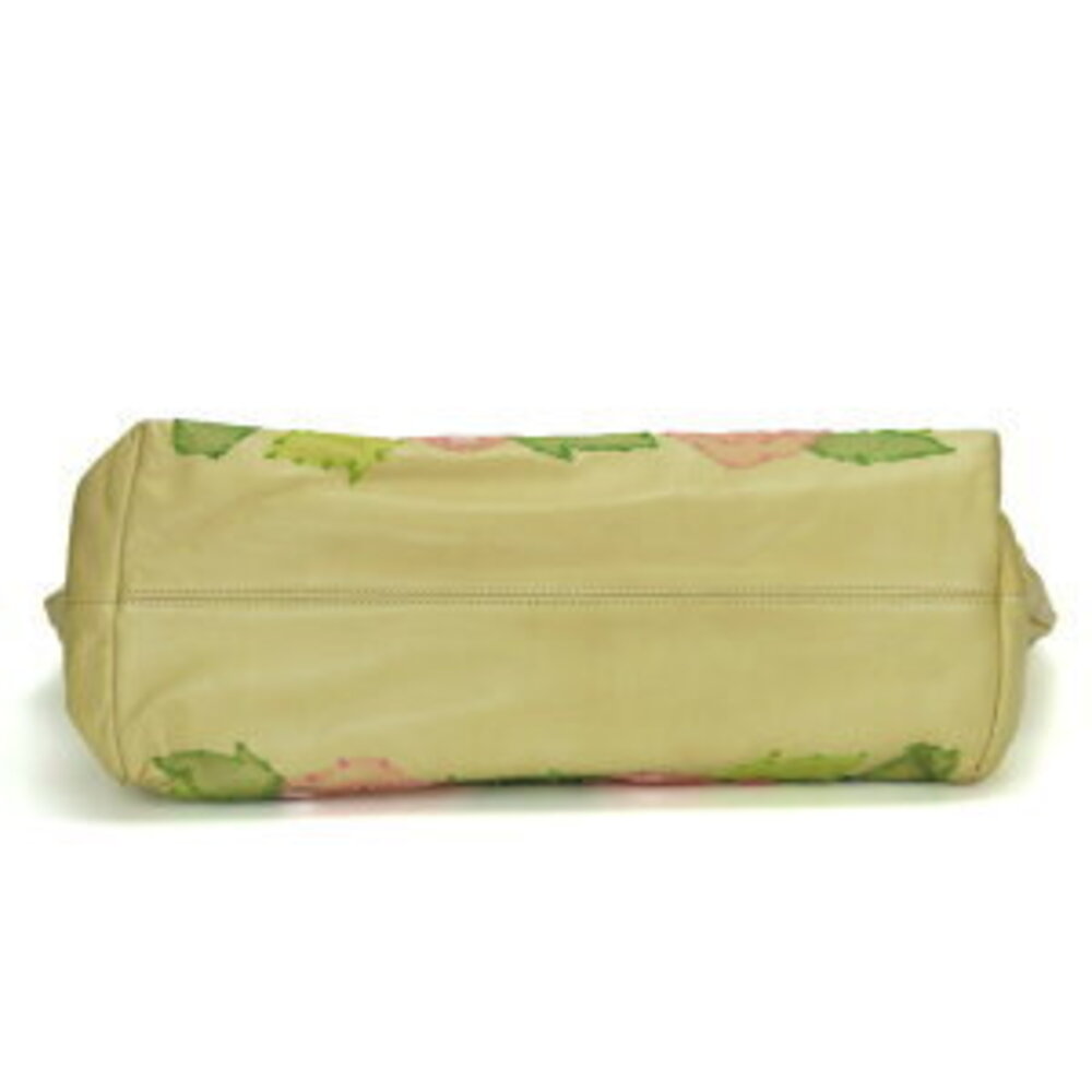 Fendi tote bag roll leather Beige Tan pink green shoulder Floral Flower - Picture 4 of 11